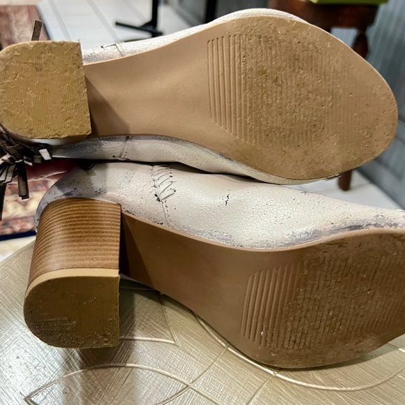 EUC Roper White Leather Betsy Open Toe Ankle Boots - Picture 7 of 10